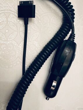 Black Car Charger with Coiled Cable for Compatible Cell Phones